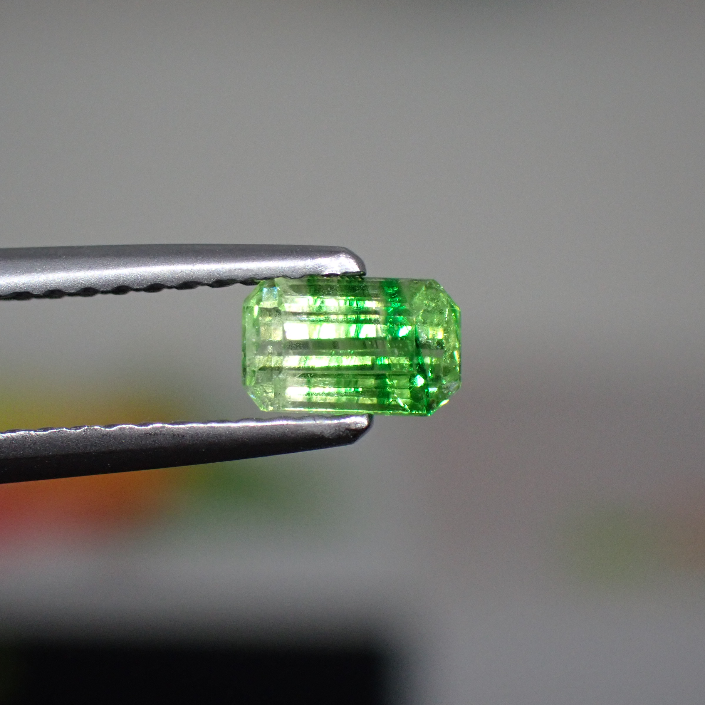 爽やかな彩りとまばゆい輝き☆フレッシュグリーンが魅力のバイカラーグリーンガーネット 0.594ct